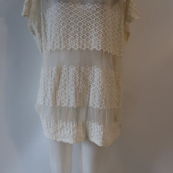 Womens Free People Cream Semi Sheer Oversized Tank Top M - Picture 2 of 7